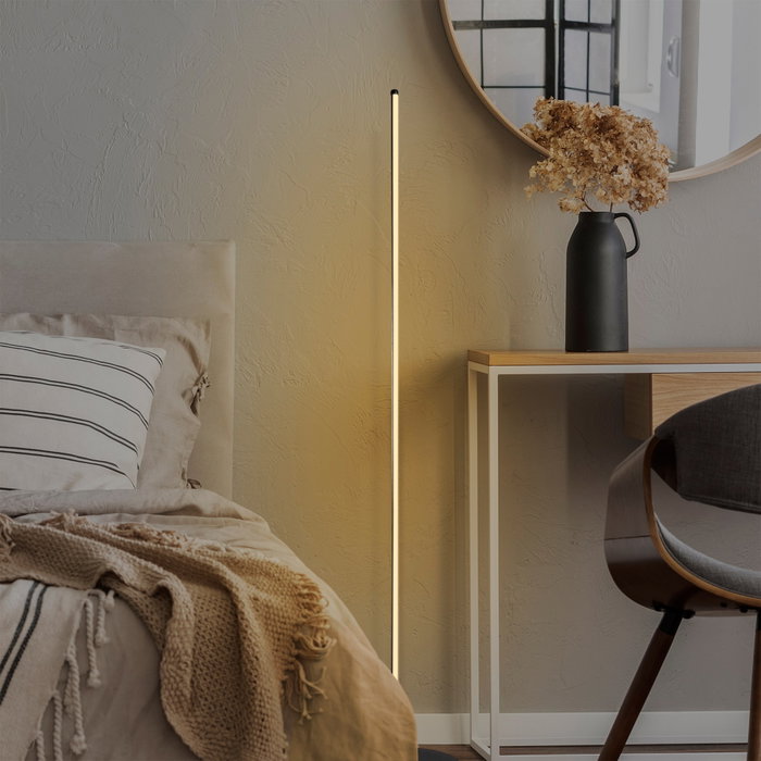Opviq Lámpara de pie de metal con LED integrado Negro